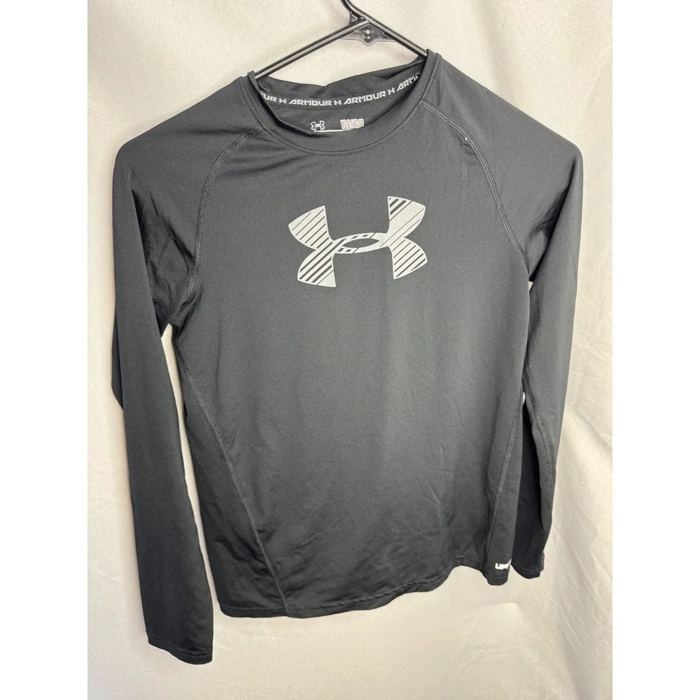 Under Armour Boys HeatGear Long Sleeve Compression Shirt Black YLG Large UPF 30